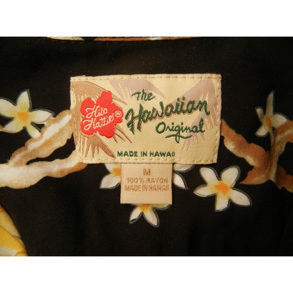 Hilo Hattie Hawaiian original 1 pocket button up casual shirt M  yellow floral - Picture 4 of 6